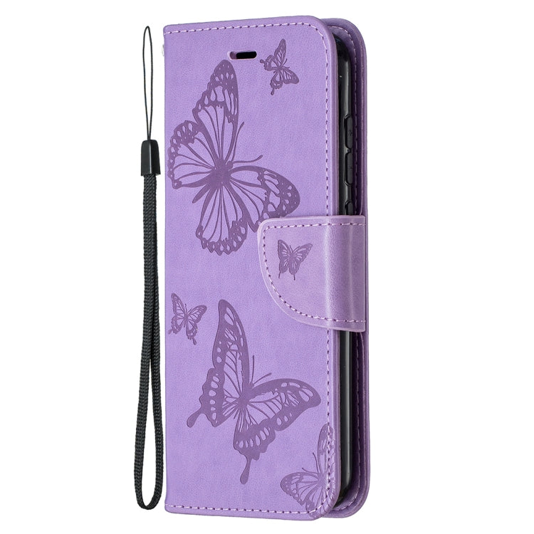 For Nokia C1 Plus Two Butterflies Embossing Pattern Horizontal Flip Leather Case with Holder & Card Slot & Wallet & Lanyard