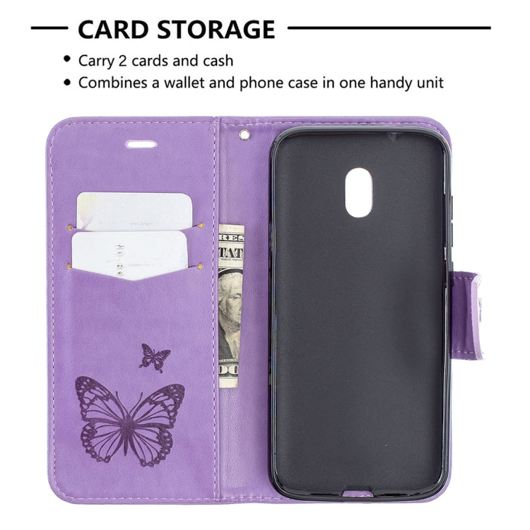 For Nokia C1 Plus Two Butterflies Embossing Pattern Horizontal Flip Leather Case with Holder & Card Slot & Wallet & Lanyard