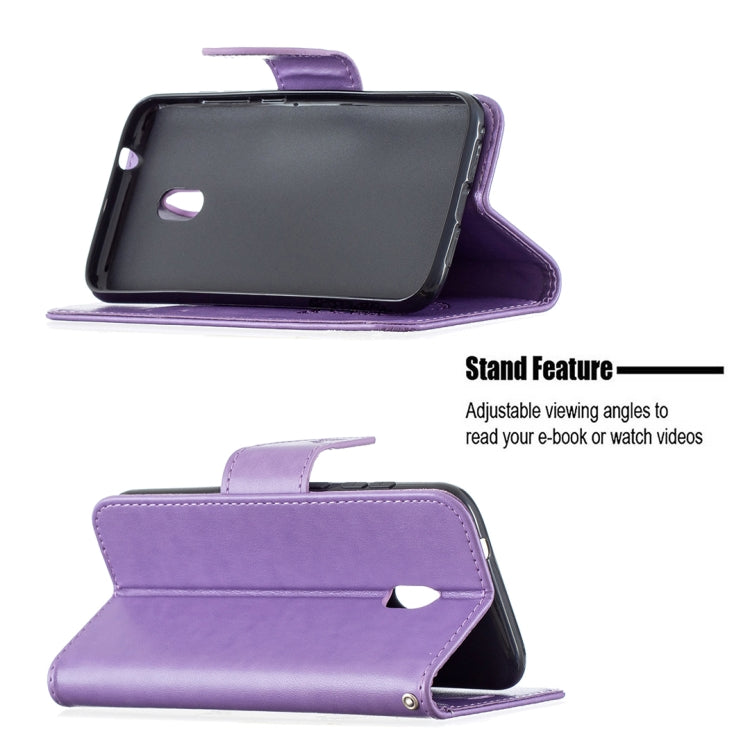 For Nokia C1 Plus Two Butterflies Embossing Pattern Horizontal Flip Leather Case with Holder & Card Slot & Wallet & Lanyard