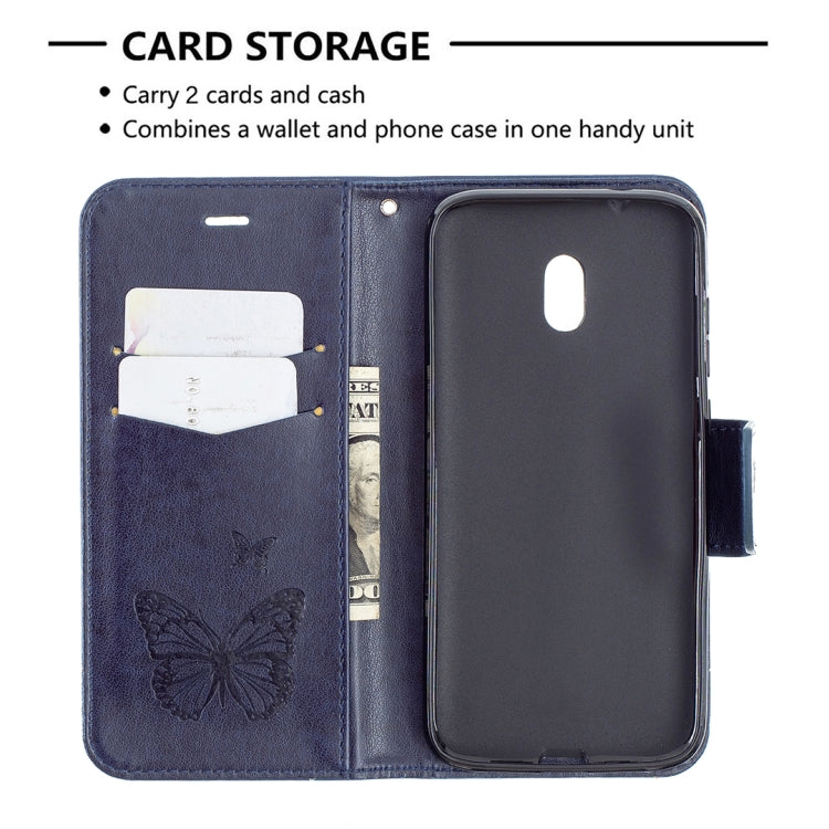For Nokia C1 Plus Two Butterflies Embossing Pattern Horizontal Flip Leather Case with Holder & Card Slot & Wallet & Lanyard