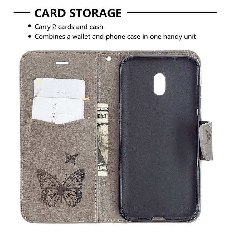 For Nokia C1 Plus Two Butterflies Embossing Pattern Horizontal Flip Leather Case with Holder & Card Slot & Wallet & Lanyard