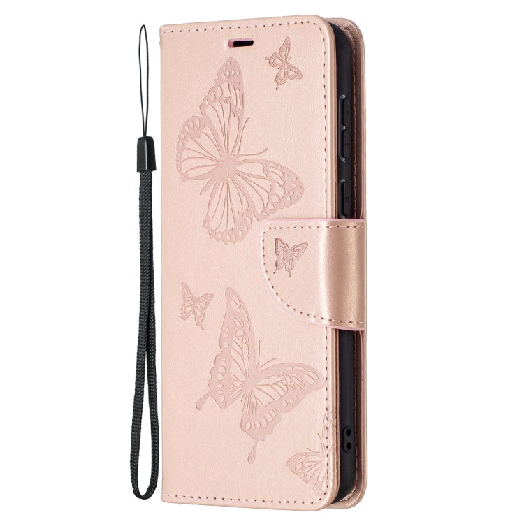 For Huawei P50 Two Butterflies Embossing Pattern Horizontal Flip Leather Case with Holder & Card Slot & Wallet & Lanyard