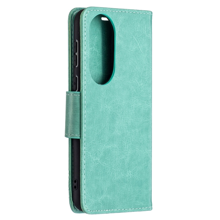 For Huawei P50 Two Butterflies Embossing Pattern Horizontal Flip Leather Case with Holder & Card Slot & Wallet & Lanyard