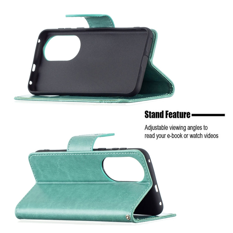 For Huawei P50 Two Butterflies Embossing Pattern Horizontal Flip Leather Case with Holder & Card Slot & Wallet & Lanyard