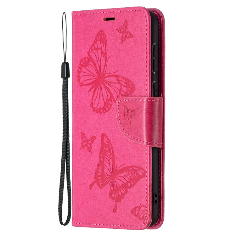 For Huawei P50 Two Butterflies Embossing Pattern Horizontal Flip Leather Case with Holder & Card Slot & Wallet & Lanyard