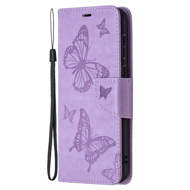 For Huawei P50 Two Butterflies Embossing Pattern Horizontal Flip Leather Case with Holder & Card Slot & Wallet & Lanyard