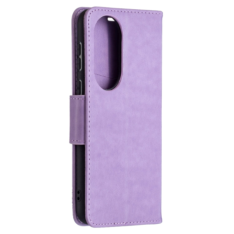 For Huawei P50 Two Butterflies Embossing Pattern Horizontal Flip Leather Case with Holder & Card Slot & Wallet & Lanyard