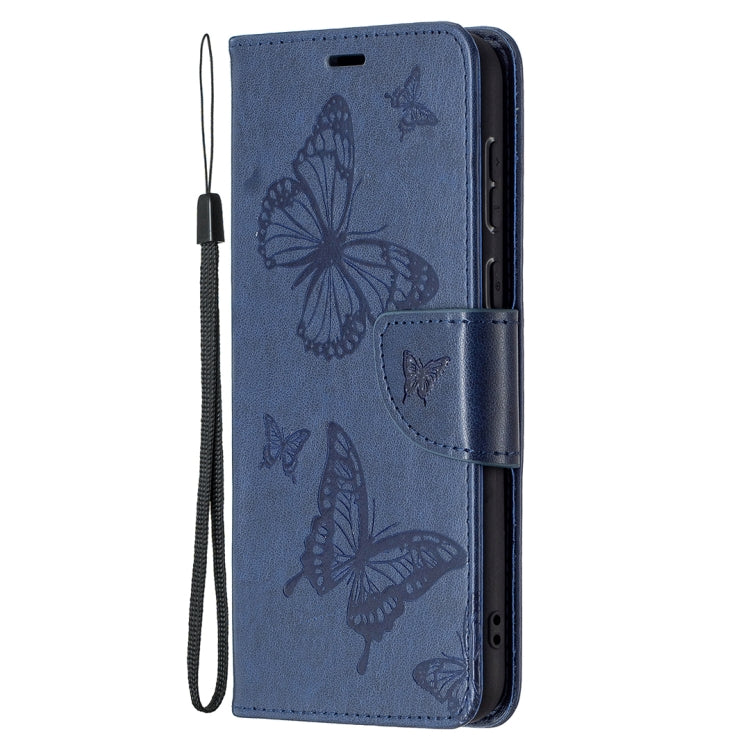 For Huawei P50 Two Butterflies Embossing Pattern Horizontal Flip Leather Case with Holder & Card Slot & Wallet & Lanyard