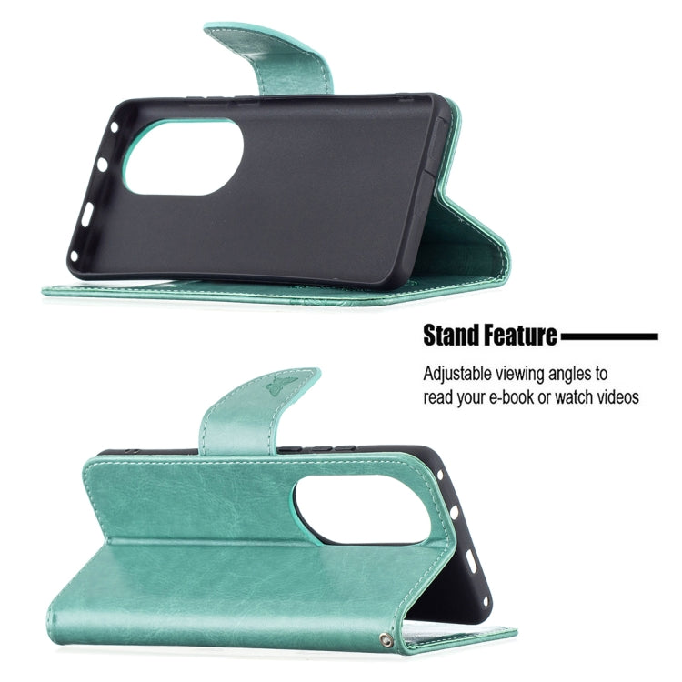 For Huawei P50 Pro Two Butterflies Embossing Pattern Horizontal Flip Leather Case with Holder & Card Slot & Wallet & Lanyard