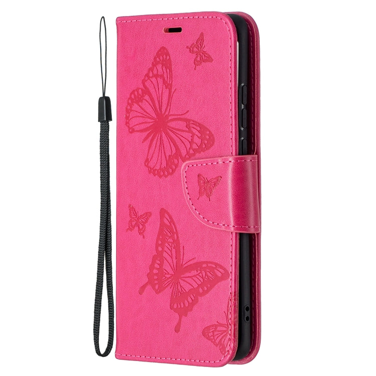 For Huawei P50 Pro Two Butterflies Embossing Pattern Horizontal Flip Leather Case with Holder & Card Slot & Wallet & Lanyard