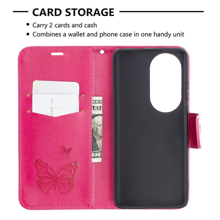 For Huawei P50 Pro Two Butterflies Embossing Pattern Horizontal Flip Leather Case with Holder & Card Slot & Wallet & Lanyard
