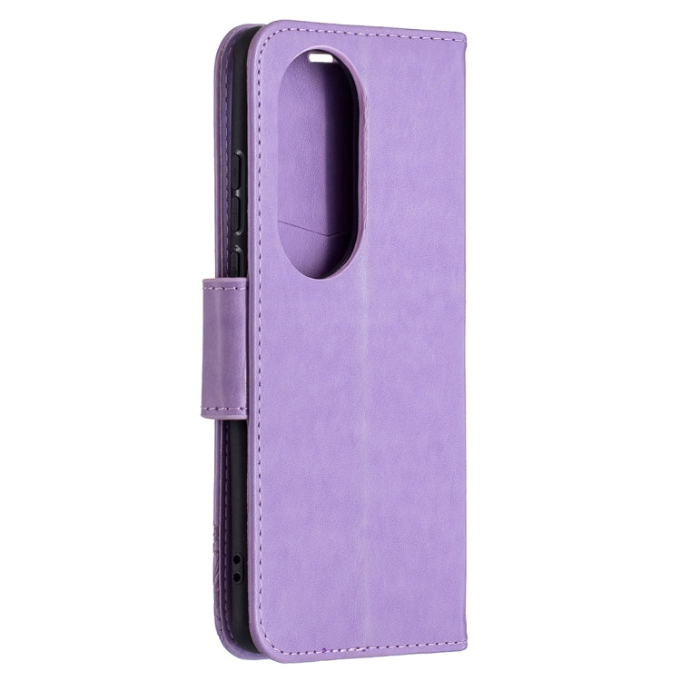 For Huawei P50 Pro Two Butterflies Embossing Pattern Horizontal Flip Leather Case with Holder & Card Slot & Wallet & Lanyard