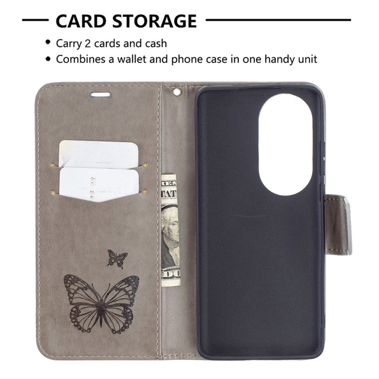 For Huawei P50 Pro Two Butterflies Embossing Pattern Horizontal Flip Leather Case with Holder & Card Slot & Wallet & Lanyard