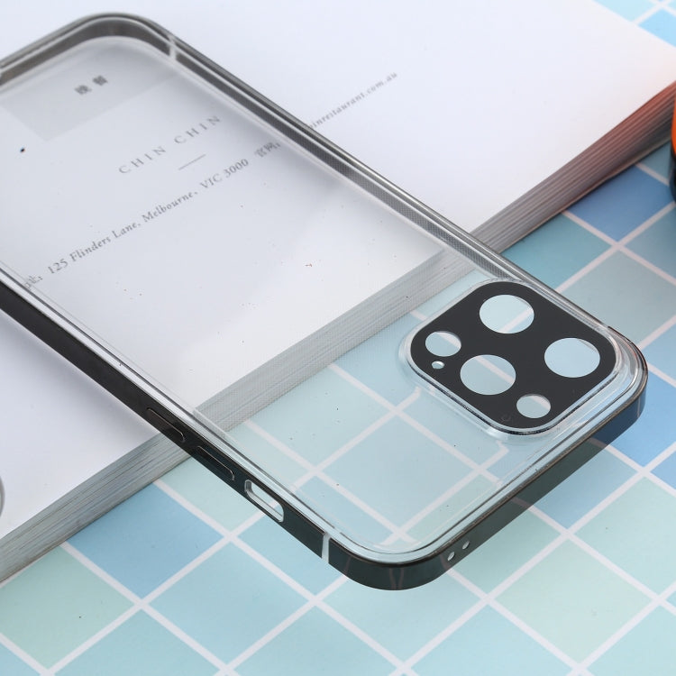 For iPhone 12 Pro Max Stainless Steel + Acrylic Protective Case
