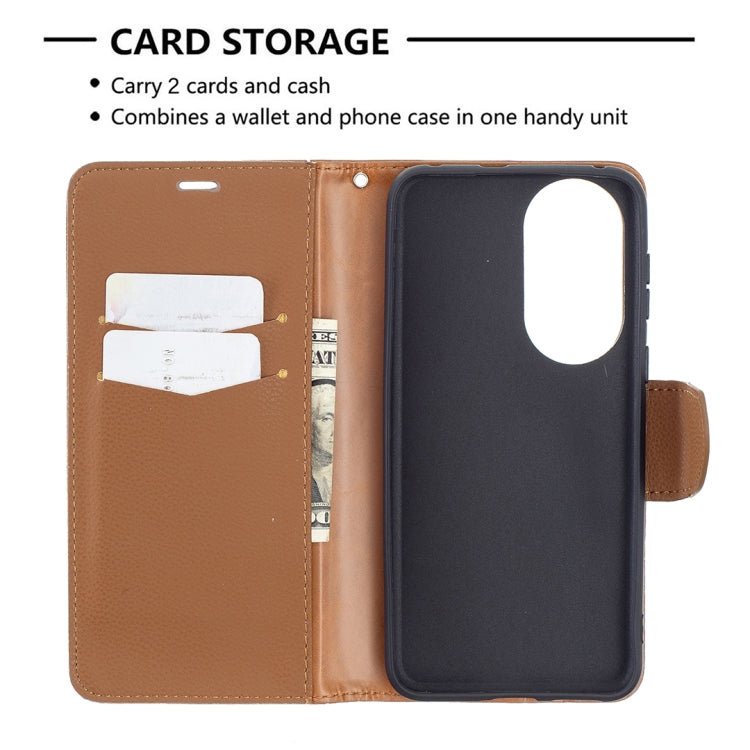 For Huawei P50 Litchi Texture Pure Color Horizontal Flip Leather Case with Holder & Card Slots & Wallet & Lanyard