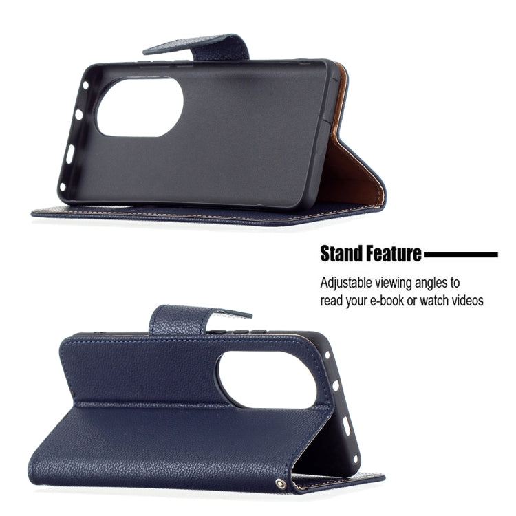 For Huawei P50 Pro Litchi Texture Pure Color Horizontal Flip Leather Case with Holder & Card Slots & Wallet & Lanyard