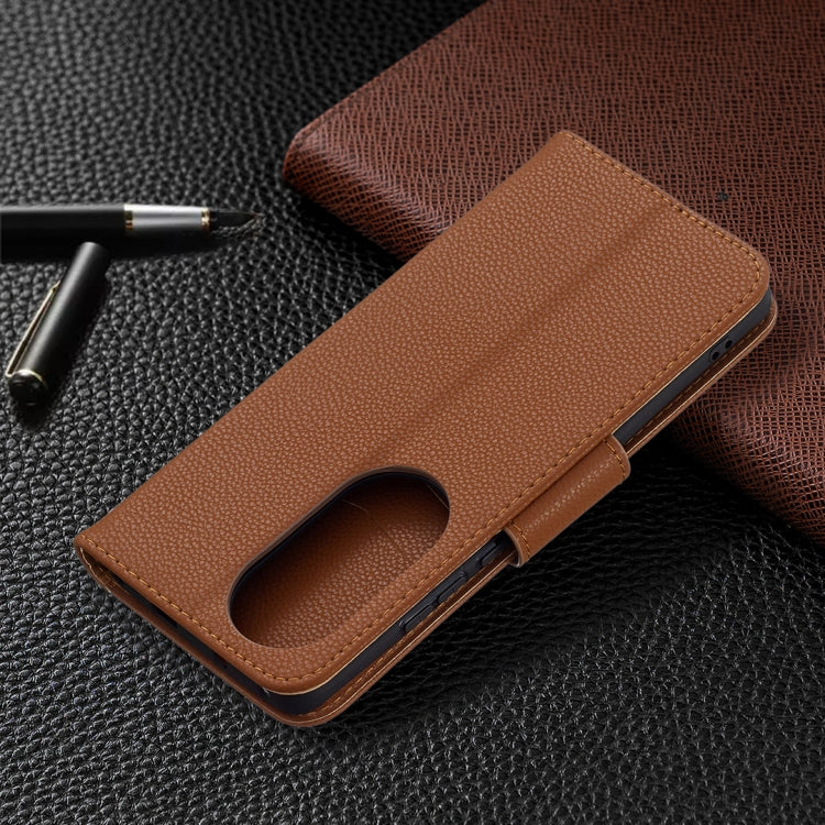 For Huawei P50 Pro Litchi Texture Pure Color Horizontal Flip Leather Case with Holder & Card Slots & Wallet & Lanyard