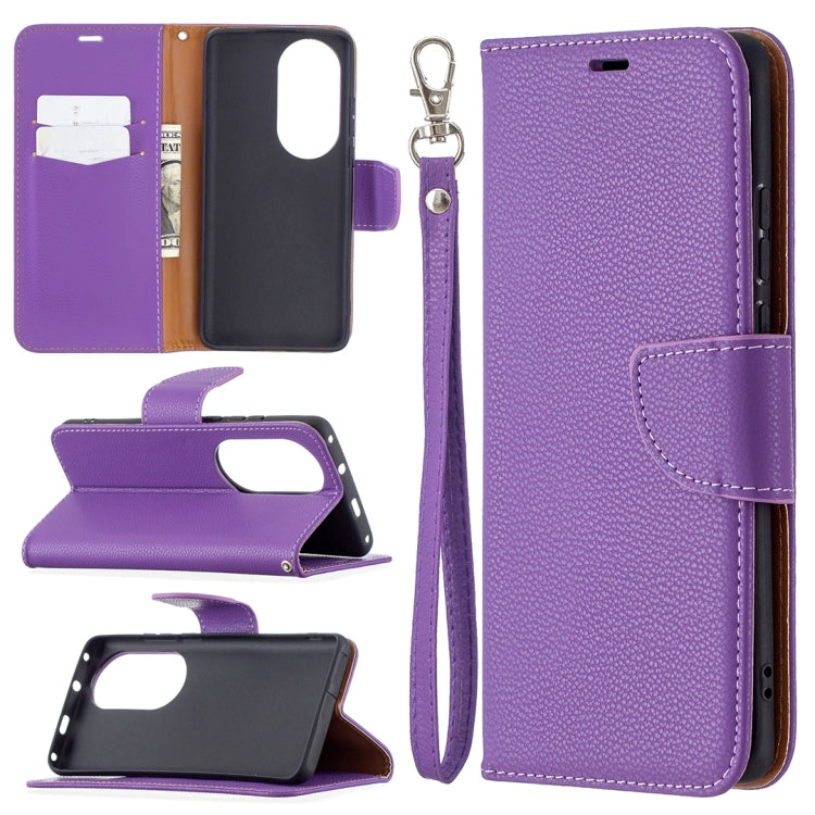 For Huawei P50 Pro Litchi Texture Pure Color Horizontal Flip Leather Case with Holder & Card Slots & Wallet & Lanyard