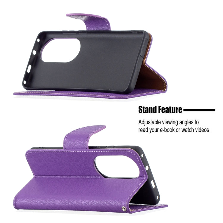 For Huawei P50 Pro Litchi Texture Pure Color Horizontal Flip Leather Case with Holder & Card Slots & Wallet & Lanyard