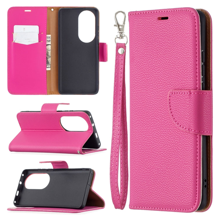 For Huawei P50 Pro Litchi Texture Pure Color Horizontal Flip Leather Case with Holder & Card Slots & Wallet & Lanyard