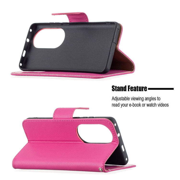 For Huawei P50 Pro Litchi Texture Pure Color Horizontal Flip Leather Case with Holder & Card Slots & Wallet & Lanyard