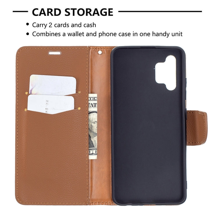 For Samsung Galaxy A32 4G Litchi Texture Pure Color Horizontal Flip Leather Case with Holder & Card Slots & Wallet & Lanyard