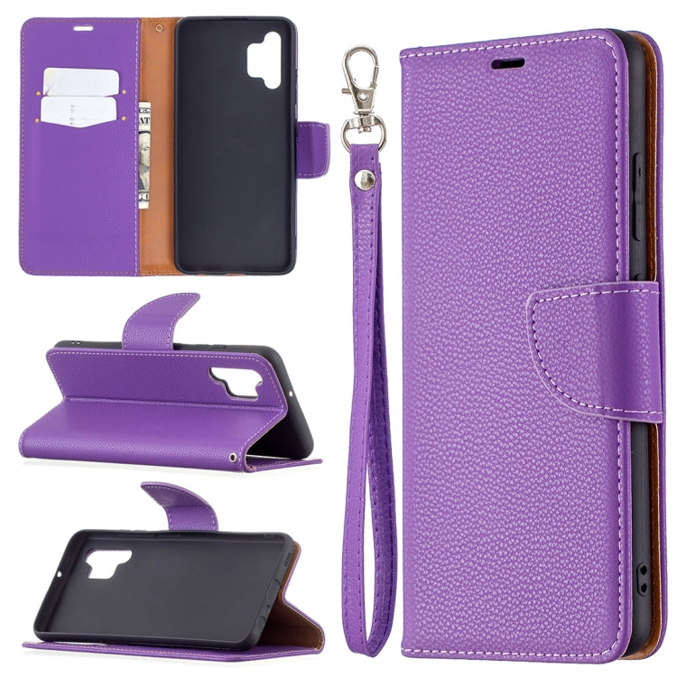 For Samsung Galaxy A32 4G Litchi Texture Pure Color Horizontal Flip Leather Case with Holder & Card Slots & Wallet & Lanyard