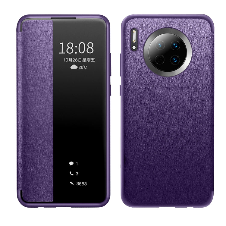 For Huawei Mate 30 Magnetic Side Window View Shockproof Horizontal Flip Leather Smart Case