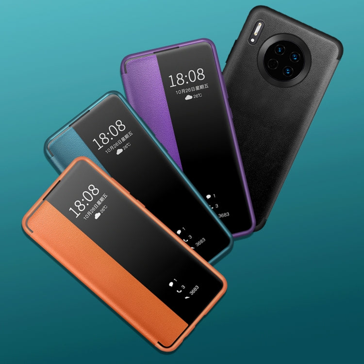 For Huawei Mate 30 Magnetic Side Window View Shockproof Horizontal Flip Leather Smart Case
