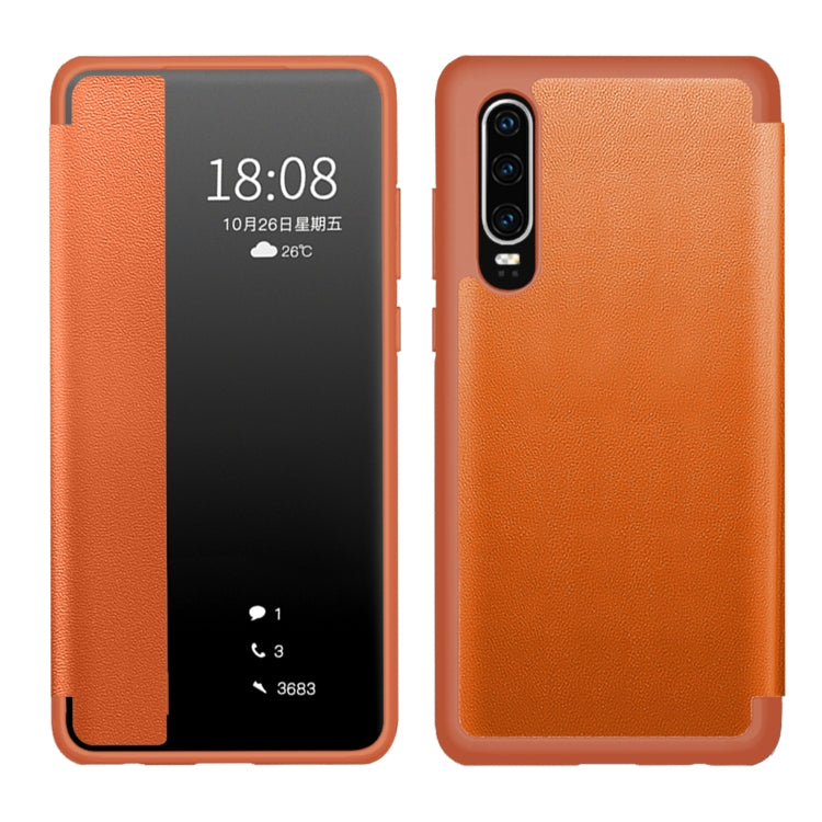 For Huawei P30 Pro Magnetic Side Window View Shockproof Horizontal Flip Leather Smart Case