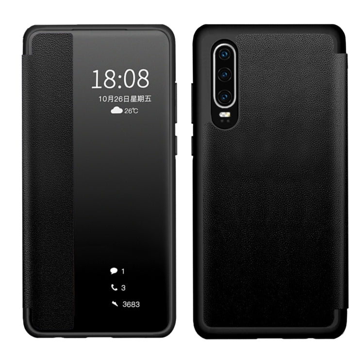 For Huawei P30 Pro Magnetic Side Window View Shockproof Horizontal Flip Leather Smart Case