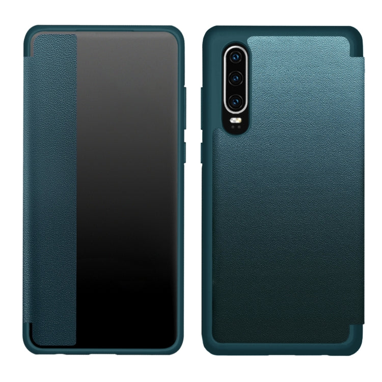 For Huawei P30 Pro Magnetic Side Window View Shockproof Horizontal Flip Leather Smart Case