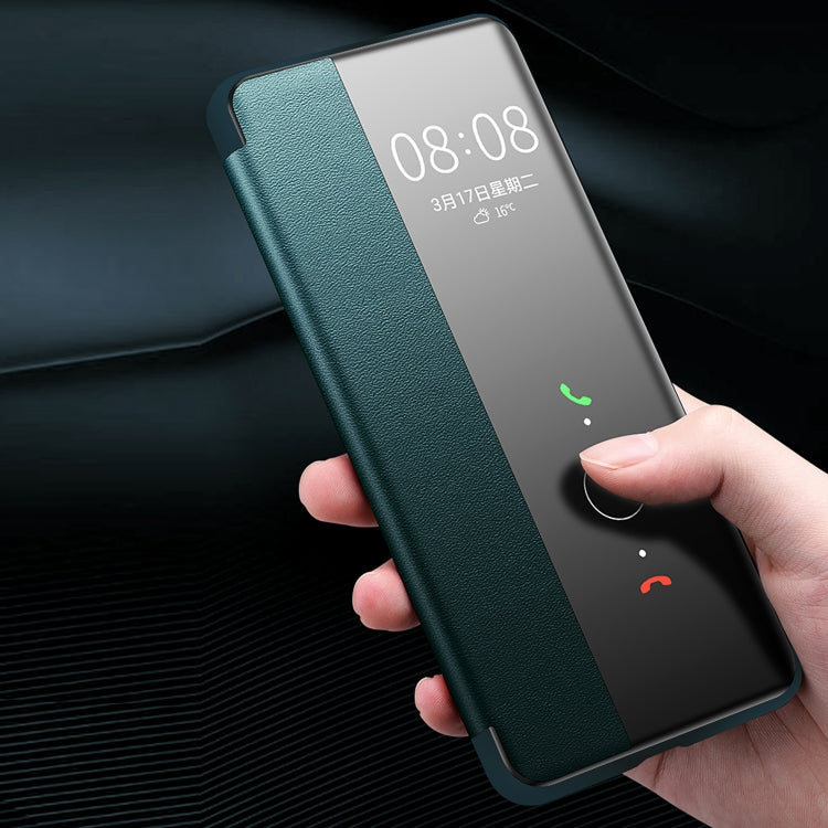For Huawei P40 Pro Magnetic Side Window View Shockproof Horizontal Flip Leather Smart Case