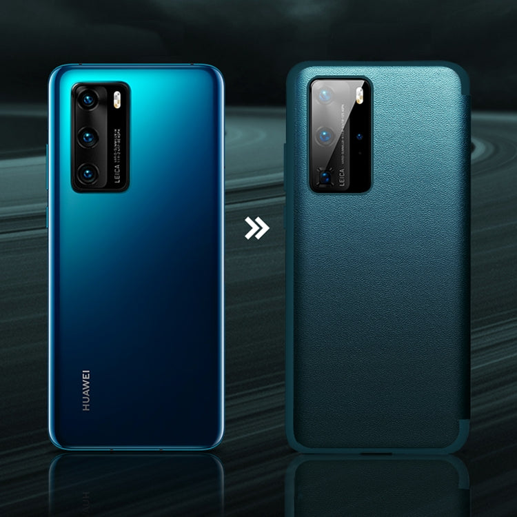 For Huawei P40 Pro Magnetic Side Window View Shockproof Horizontal Flip Leather Smart Case