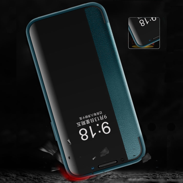 For iPhone 11 Pro Max Magnetic Side Window View Shockproof Horizontal Flip Leather Case