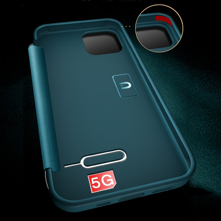 For iPhone 11 Pro Max Magnetic Side Window View Shockproof Horizontal Flip Leather Case