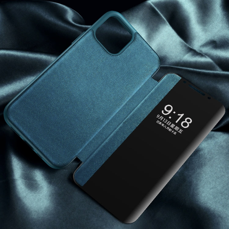 For iPhone 11 Pro Max Magnetic Side Window View Shockproof Horizontal Flip Leather Case