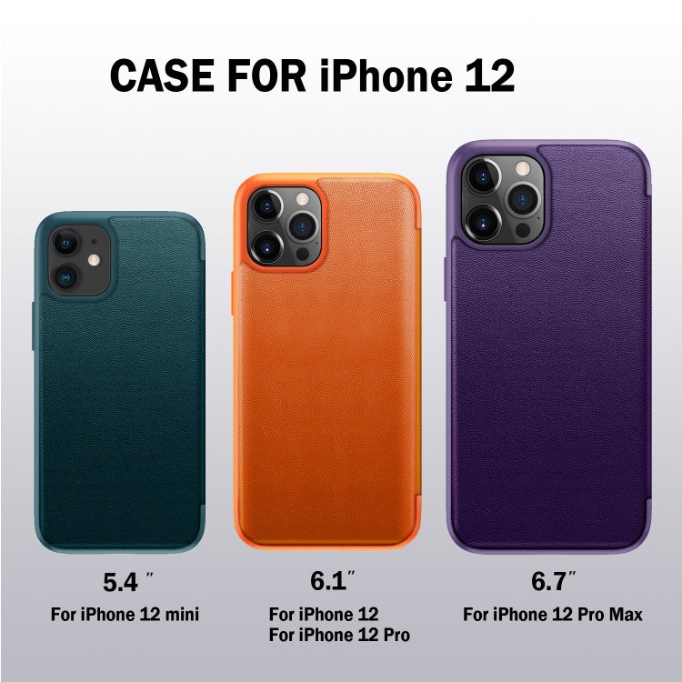 For iPhone 12 / 12 Pro Magnetic Side Window View Shockproof Horizontal Flip Leather Case