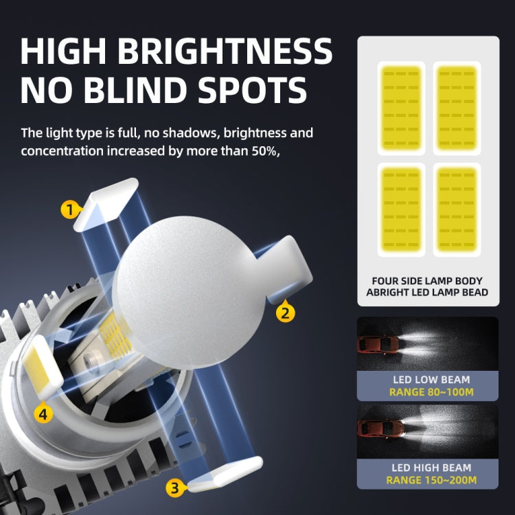 M5 H11 / H8 / H9 2 PCS DC9-36V / 25W / 6000K / 2500LM IP68 Waterproof Car LED Headlight(Cold White Light)