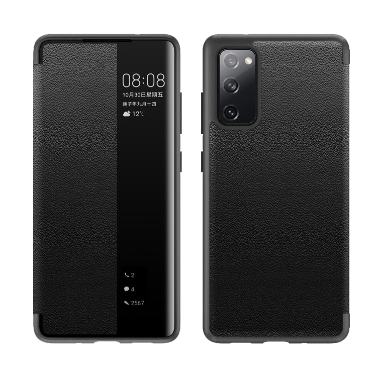 For Samsung Galaxy A02s 164.2mm Magnetic Side Window View Shockproof Horizontal Flip Leather Case