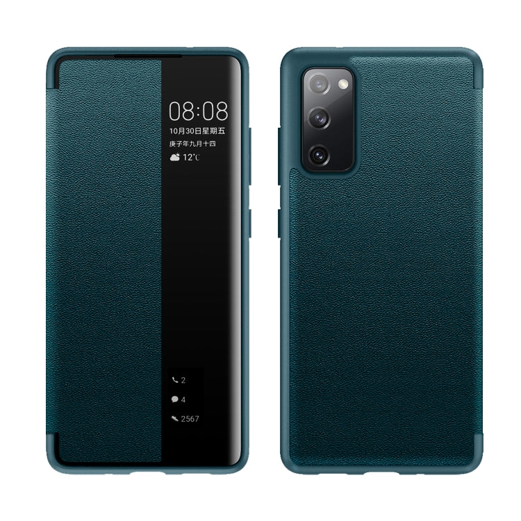 For Samsung Galaxy A02s 164.2mm Magnetic Side Window View Shockproof Horizontal Flip Leather Case