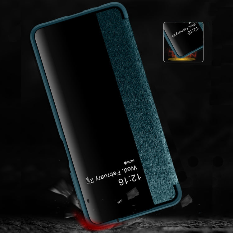 For Samsung Galaxy A12 Magnetic Side Window View Shockproof Horizontal Flip Leather Case