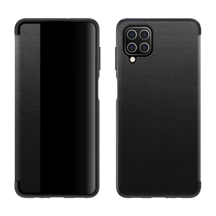 For Samsung Galaxy A12 Magnetic Side Window View Shockproof Horizontal Flip Leather Case