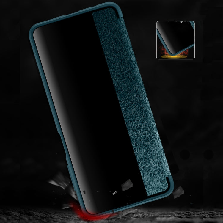 For Samsung Galaxy A12 Magnetic Side Window View Shockproof Horizontal Flip Leather Case