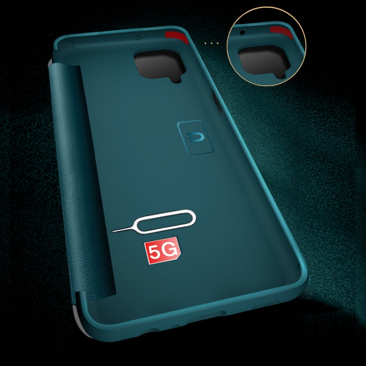 For Samsung Galaxy A12 Magnetic Side Window View Shockproof Horizontal Flip Leather Case