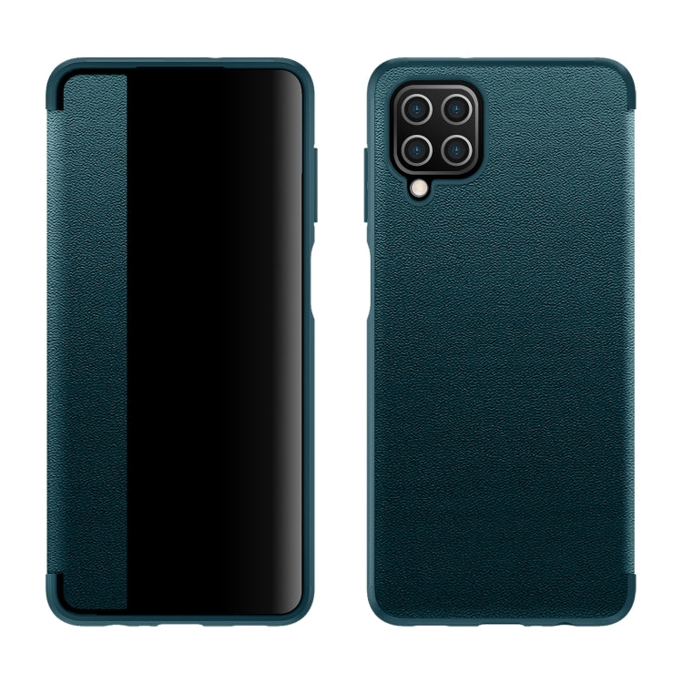 For Samsung Galaxy A12 Magnetic Side Window View Shockproof Horizontal Flip Leather Case