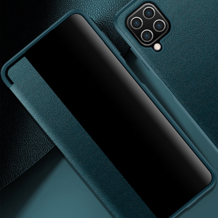 For Samsung Galaxy A12 Magnetic Side Window View Shockproof Horizontal Flip Leather Case
