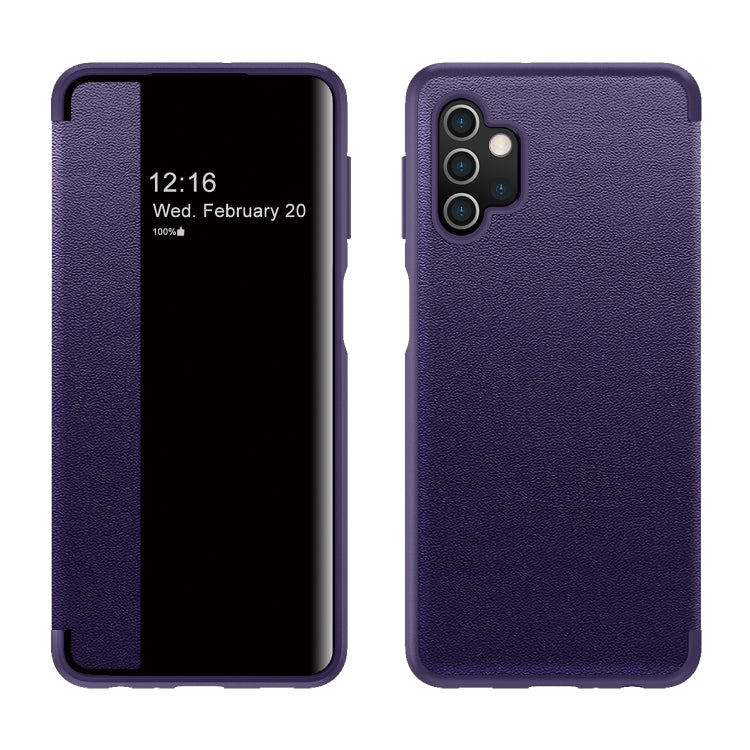 For Samsung Galaxy A32 5G Magnetic Side Window View Shockproof Horizontal Flip Leather Case