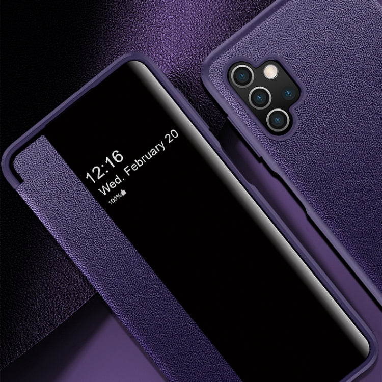 For Samsung Galaxy A32 5G Magnetic Side Window View Shockproof Horizontal Flip Leather Case