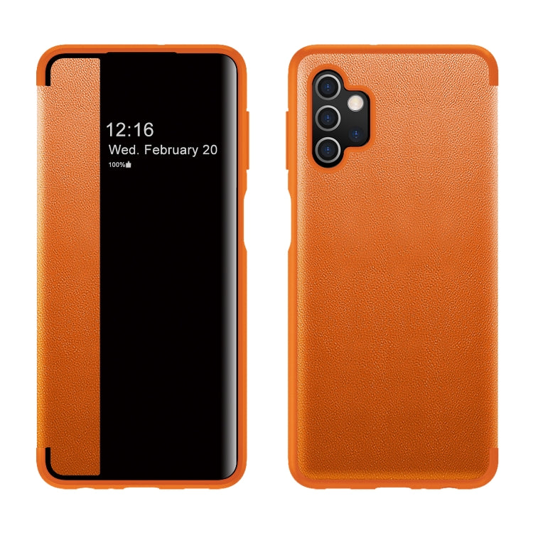 For Samsung Galaxy A32 5G Magnetic Side Window View Shockproof Horizontal Flip Leather Case
